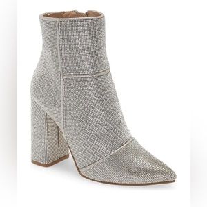 Steve Madden Noticed- R Rhinstones Zip Up Booties Size 7.5 Block Heel